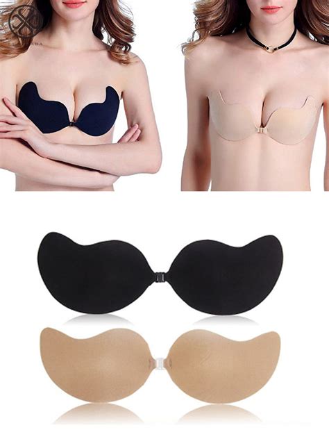 Luxtrada Strapless Sticky Bra Self Adhesive Backless Push Up Bra Reusable Invisible Silicone