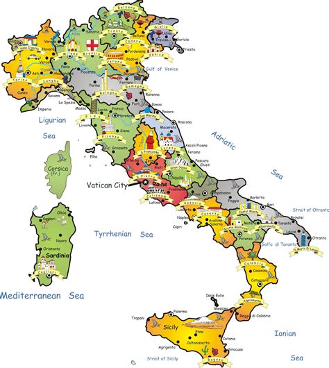 Italija Turistična Karta Italija Turistični Zemljevid Južni Evropi