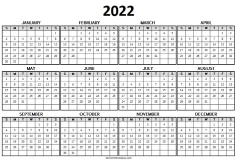 Printable Pdf Blank Calendar 2022 Jan To Dec 2022 Calendar Editable
