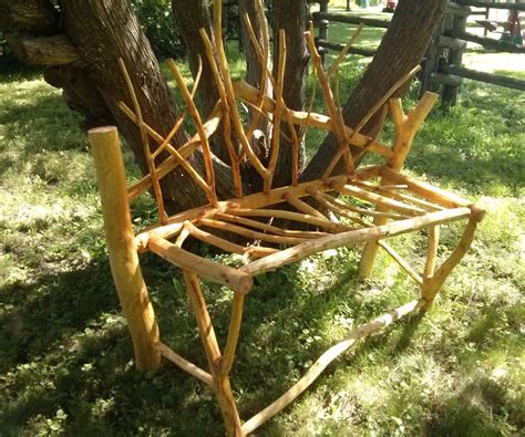 Decorative Garden Bench Made From Fallen Tree Limbs 9 Steps