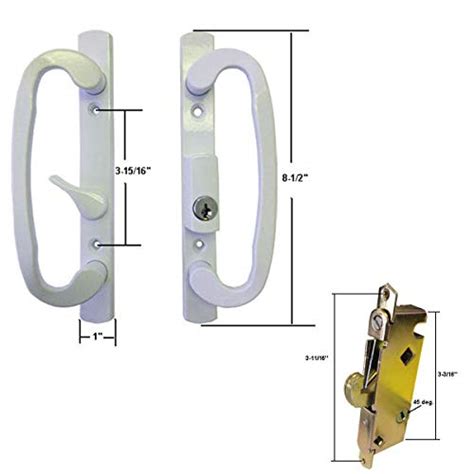 Sliding Glass Patio Door Handle Set With Mortise Lock White Keyed 3