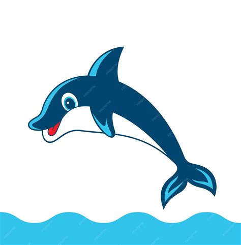 Premium Vector Cute Dolphin Cartoon Jumpingvector Illustration Of A