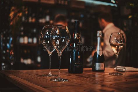 Wine Glasses Filled With Red Wine Are Ready For Tasting Stock Photo