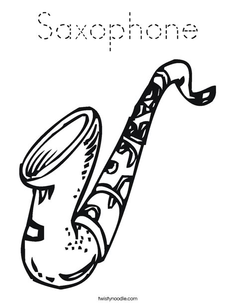 20 free printable musical instruments coloring pages. Saxophone Coloring Page - Tracing - Twisty Noodle