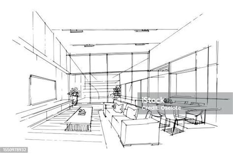Living Room Line Drawinga Line Drawing Using Interior Architecture