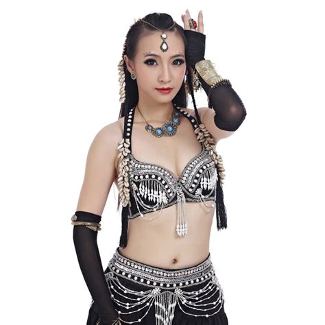 Belly Dance Costumes Tribal Style Bra Tophip Belt Chain 2pcs Set Handmade Beaded Professional