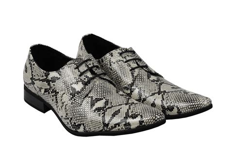 Mens Leather Lined Snake Skin Print Shiny Patent Leather Smart Party Retro Shoes EBay