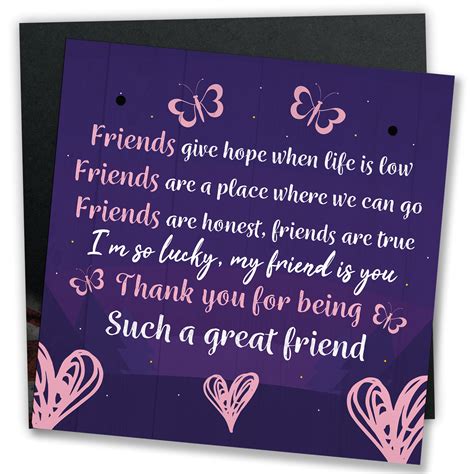 Whether its a birthday, holiday, a special occasion, or just because, jewelry is always the perfect gift. Friendship Keepsake Plaque Best Friend Gifts Thank You ...