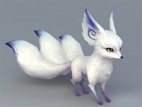 White Fox Spirit Animal 3d Model 3ds Max Files Free Download Modeling