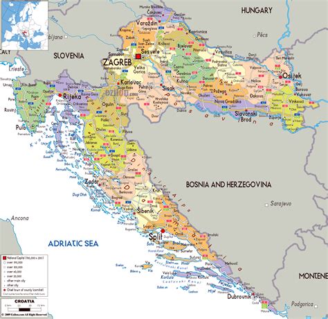Large Political And Administrative Map Of Croatia With Roads Cities