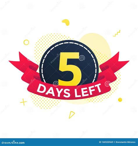 Five Days Left To Go Sale Countdown Ribbon Badge Icon Sign Stock Vector