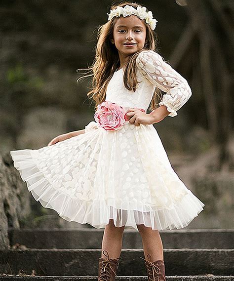 Mia Belle Baby Antique Crème Lace Peasant Dress Toddler And Girls By