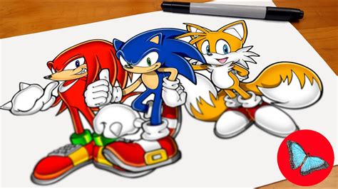 Drawing Sonic Knuckles And Tails From Sonic The Hedgehog 2 Youtube