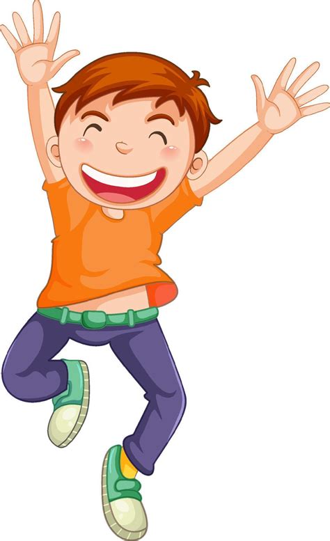 Happy Boy Jumping Cartoon Character 7474161 Vector Art At Vecteezy