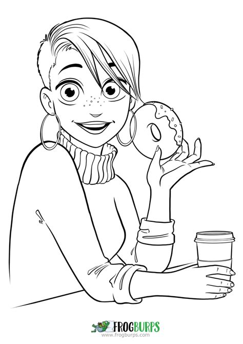 Donut Girl Coloring Page Frogburps