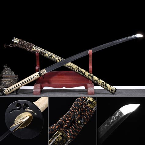 Gold Granite Theme Carbon Steel Real Japanese Katana Samurai Swords