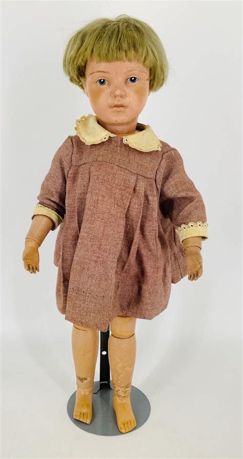 Lot Schoenhut Character Girl 19 Doll With Carved And Molded Wood Head Painted Facial