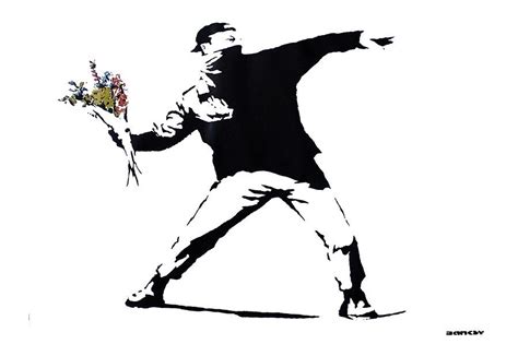 Poster And Affisch Banksy Street Art Graffiti Throwing Flowers