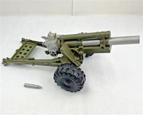 1950s Marx Toys Ww2 Howitzer Cannon 12 Army Green Firing Action W