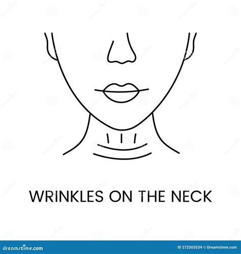 Wrinkles On The Neck Line Icon In Vector Illustration Of A Woman With