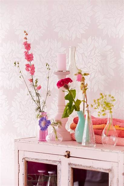 Bedroom Pink Floral Modern Van Soft Behang