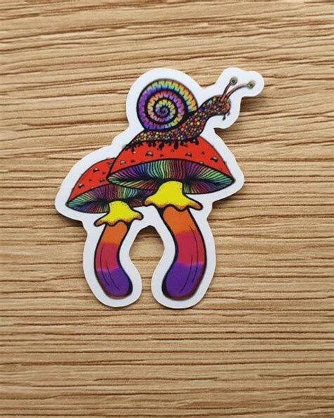 Trippy Snail On Mushrooms Sticker Waterproof High Quality Etsy
