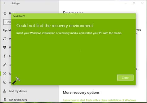 Fix Could Not Find The Recovery Environment In Windows