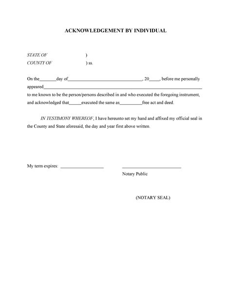 40 Free Notary Acknowledgement And Statement Templates Templatelab