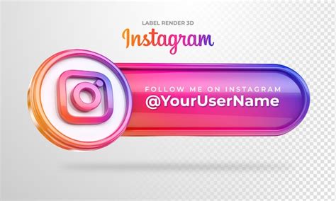 Premium Psd Banner Icon Instagram Follow Me Label 3d Render Isolated