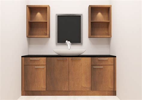 Washbasin vanity cabinet can be used in bathroom and lobby. Crockery unit with wash basin cabinet and display unit ...