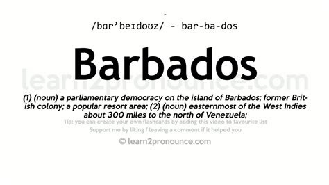 pronunciation of barbados definition of barbados youtube