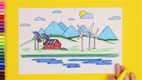 How To Draw Renewable Energy Solar And Wind Energy Youtube