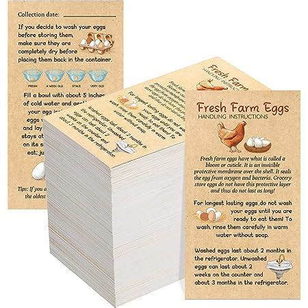Amazon Com 200 Pcs Fresh Farm Eggs Handling Instructions 2 X 3 5