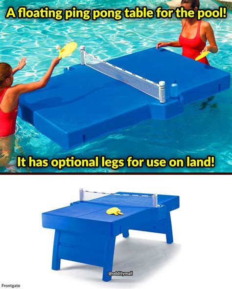 This Floating Ping Pong Table For The Pool Has Optional Legs For Use On