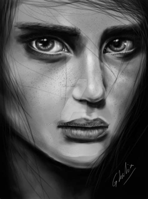 Portrait Black And White Digital Drawing By Ghaliaart On Deviantart