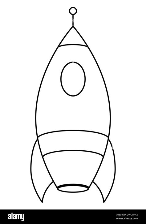 Starship Black And White Cartoon Vector Illustration Of Spaceship