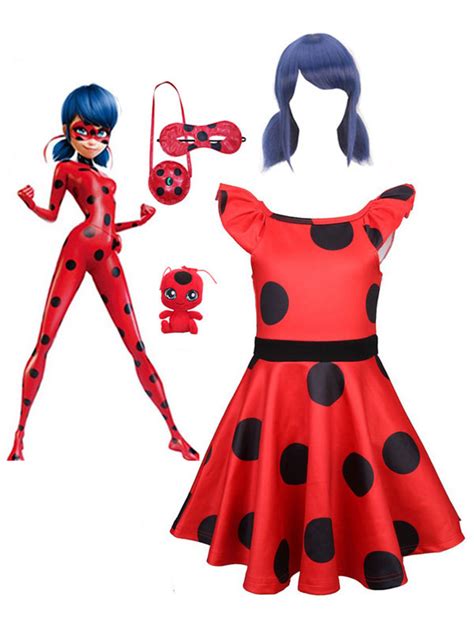 Miraculous Ladybug Costume Jumpsuit Halloween Outfit Cosplay Suit For Girls