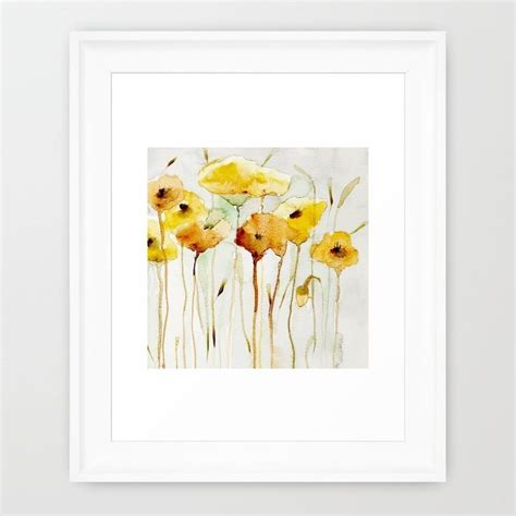 Yellow Floral Framed Art Print By Annemiek Groenhout Society6