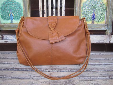 Vintage Tan Leather Bag Hand Made In Italy Boho By Lilypilyvintage