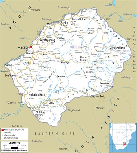 Detailed Clear Large Road Map Of Lesotho Ezilon Maps