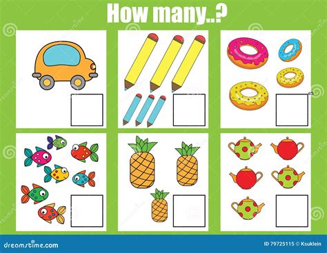 Counting Educational Children Game Kids Activity Worksheet How Many