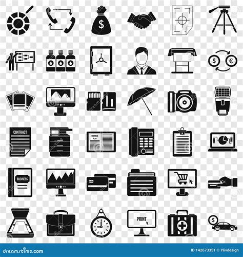 Business Department Icons Set Simple Style Stock Vector Illustration