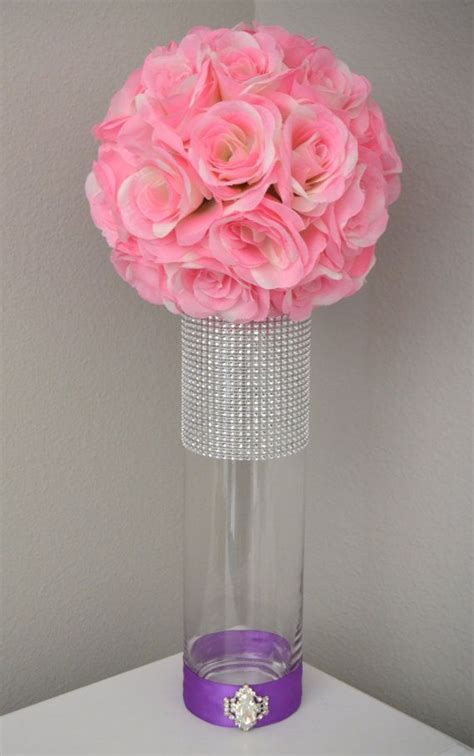 Rhinestone Vase With Brooch And Satin Ribbon By Kimeekouture