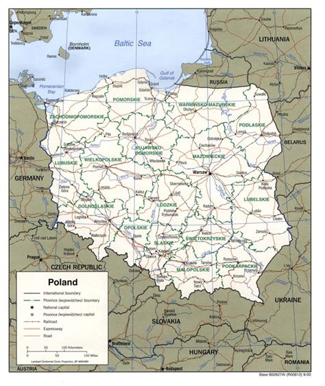 Detailed Political And Administrative Map Of Poland With Roads And Cities Vidiani Maps