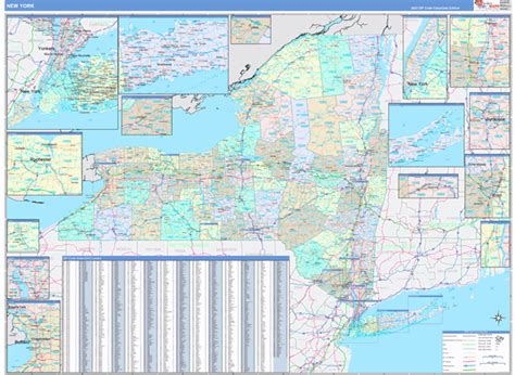 New York 5 Digit Zip Code Maps Color Cast