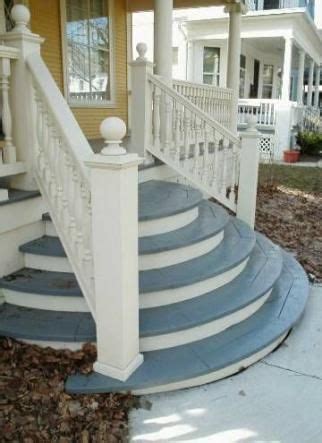 Installing redwood posts and a wooden railing for concrete stairs requires special tools and experience with concrete anchors. Exterior Stairs Round 44 Ideas For 2019 #exterior | Front porch steps, Exterior stairs, Porch steps
