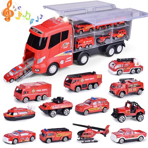 Buy Fun Little Toys 12 In 1 Die Cast Fire Truck Toys Car Carrier Truck