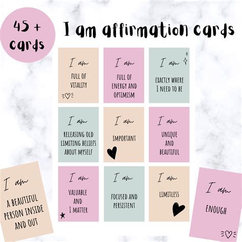 Positive Affirmation Cards Self Care Printables I Am Etsy