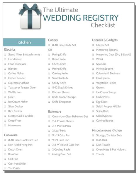 The Ultimate Wedding Register Checklist Is Shown In Blue And White With