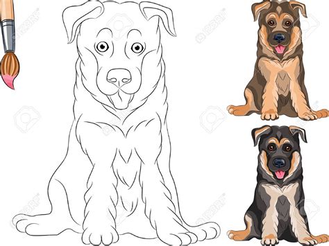 Puppy is one of cute animal. Coloring Book for Children of funny smiling Puppy dog ...